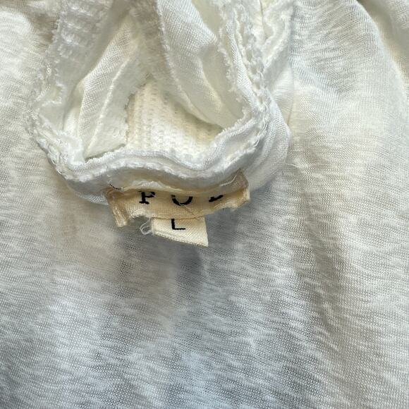 POL Cami Tank Top Shirt‎ Womens Large White Raw Hems Racerback Y23k Whimsy - Picture 2 of 8